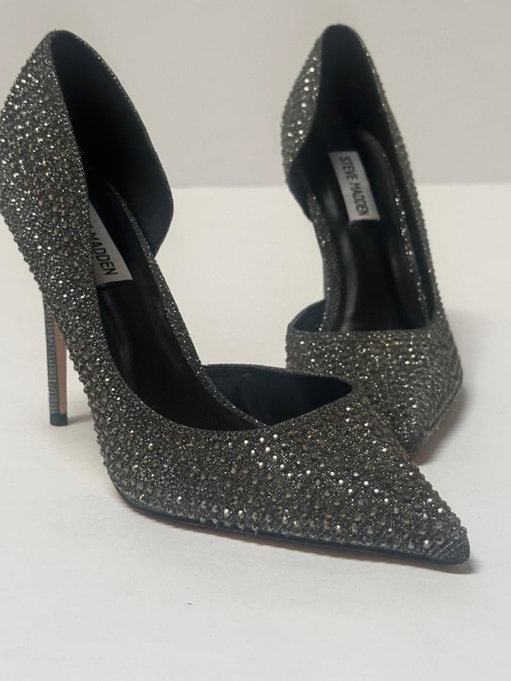 Steve Madden Proper Rhinestone Pointed Toe D'Orsay Pumps Silver Gray Womens 8.5 - Picture 4 of 10